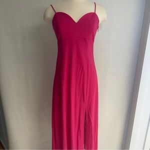 MANGO Side Slit Pink Midi Dress NWOT